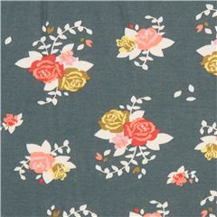 Birch knit organic fabric with roses