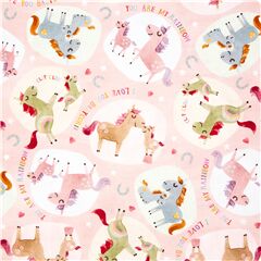 Colorful unicorn Baby Corn pink cotton fabric Michael Miller