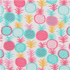 Dear Stella white knit fabric with colorful pineapples