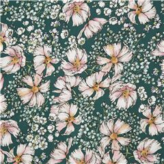 Floral knit green extra wide fabric anemones Robert Kaufman