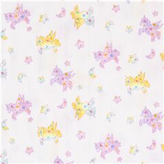 Kokka cotton double gauze fabric with purple yellow unicorns