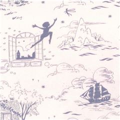 Michael Miller knit fabric in peach with Peter Pan theme