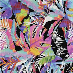 Robert Kaufman tropical colourful leaves swimwear knit fabric