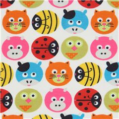 Stof Fabrics colorful animal face knit fabric in light cream