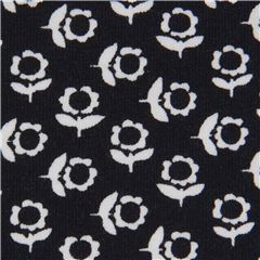Stof Fabrics navy blue knit fabric with mini white flowers