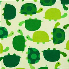 Turtles green smooth knit fabric by Robert Kaufman extra wide