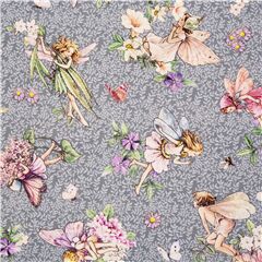 US gray cotton Flower Fairies fabric Michael Miller child wings