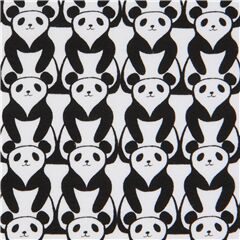 black and white Timeless Treasures knit fabric with panda bears