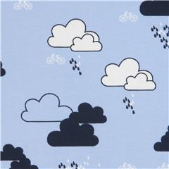 blue sky knit fabric with clouds