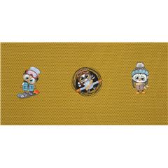 dark chartreuse knit fabric by Stenzo Textiles with colorful cartoon animals