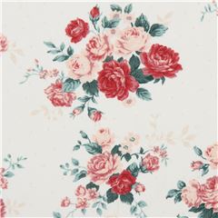 light cream Stof Fabrics vintage rose flower knit fabric