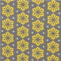 grey Stof France knit fabric with chartreuse flowers