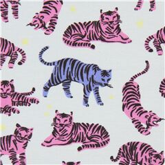 grey knit fabric with wild tigers by Robert Kaufman