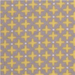 grey monaluna lime green crosses tiny white dots organic stretch knit fabric