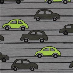 grey organic car knit fabric by Stof Fabrics with stripes