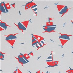 grey sail boat Stof Fabrics knit fabric