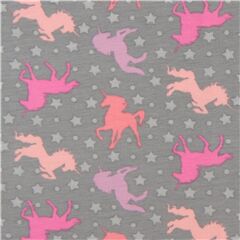 grey unicorn and star knit Stof France fabric