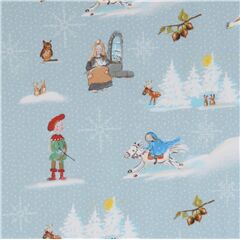 blue Christmas organic jersey knit fabric fairy tale by Lillestoff