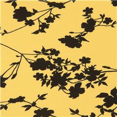 marigold yellow Stof Fabrics knit fabric with black flowers