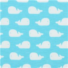 mini whale knit fabric by Stof Fabrics in blue