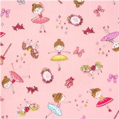 pink ballerina fabric Japan oxford cotton Kokka ribbons