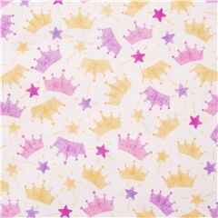 pink cotton Michael Miller fabric tumbling crowns stars and wands