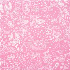 pink cotton fabric by Dear Stella with magic wand lamp crown dreamcatcher