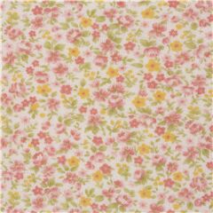 small flowers pink densely packed on off white smooth knit fabric Japan