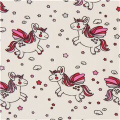 unicorn and mini star knit fabric in light cream by Stof Fabrics