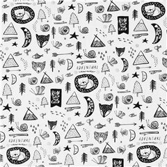 white knit fabric by Dear Stella with animals